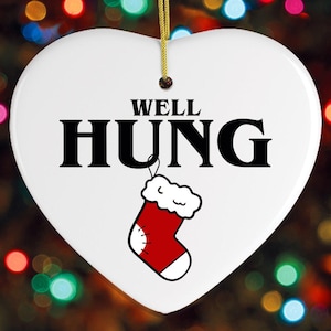 Goed opgehangen grappig kerstornament