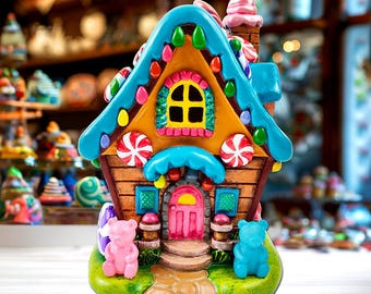 Sugary Haven Candy House Tischfigur, 18,8 cm LED Weihnachtsdekoration im Lebkuchenstil