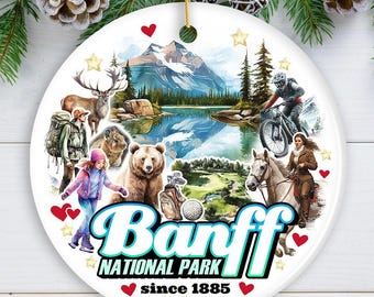 Artistic Banff National Park Ceramic Ornament, Vintage Canada Souvenir and Christmas Decor