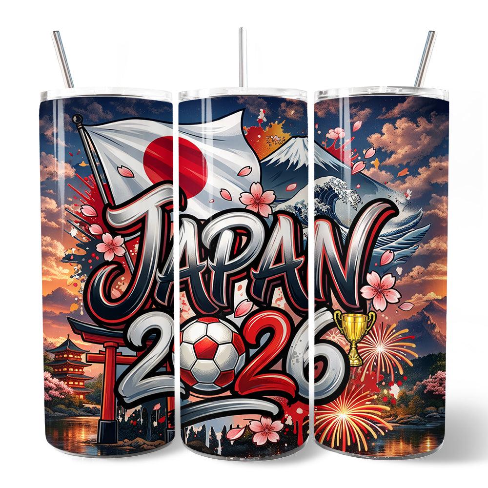 日本2026サッカーワールドカップ世界選手権20オンスタンブラー（蓋と