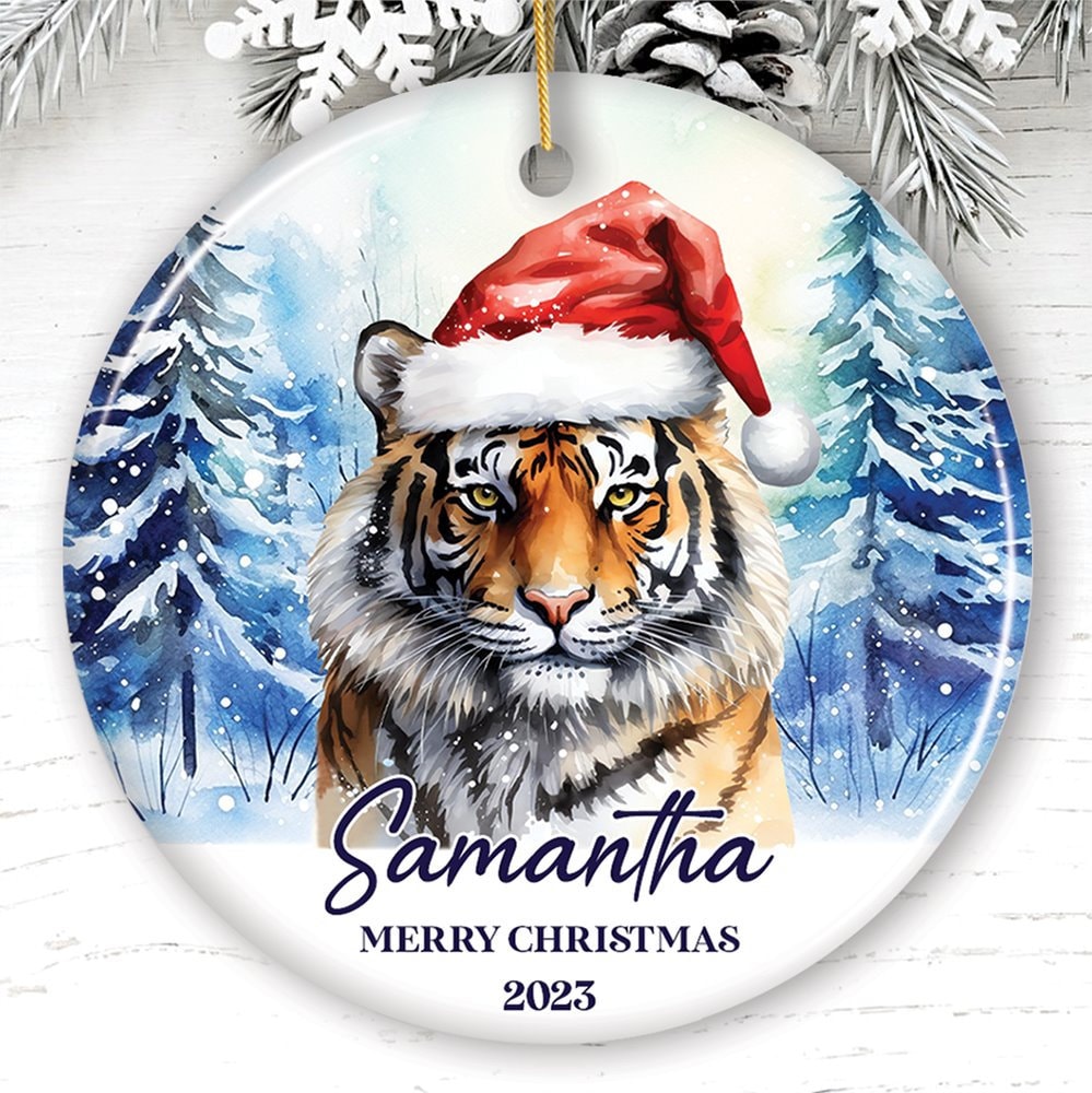 Ornement De Noël Personnalisé Tiger - Décoration De Sapin à Suspendre - Thème Fêtes - Fait Main Et Customizable