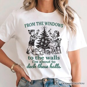 Camiseta de Papá Noel con patchwork, camiseta navideña retro