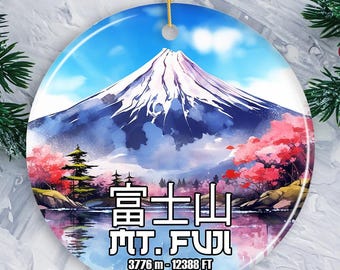 Increíble adorno de cerámica del Monte Fuji, souvenir vintage de Japón y decoración navideña.