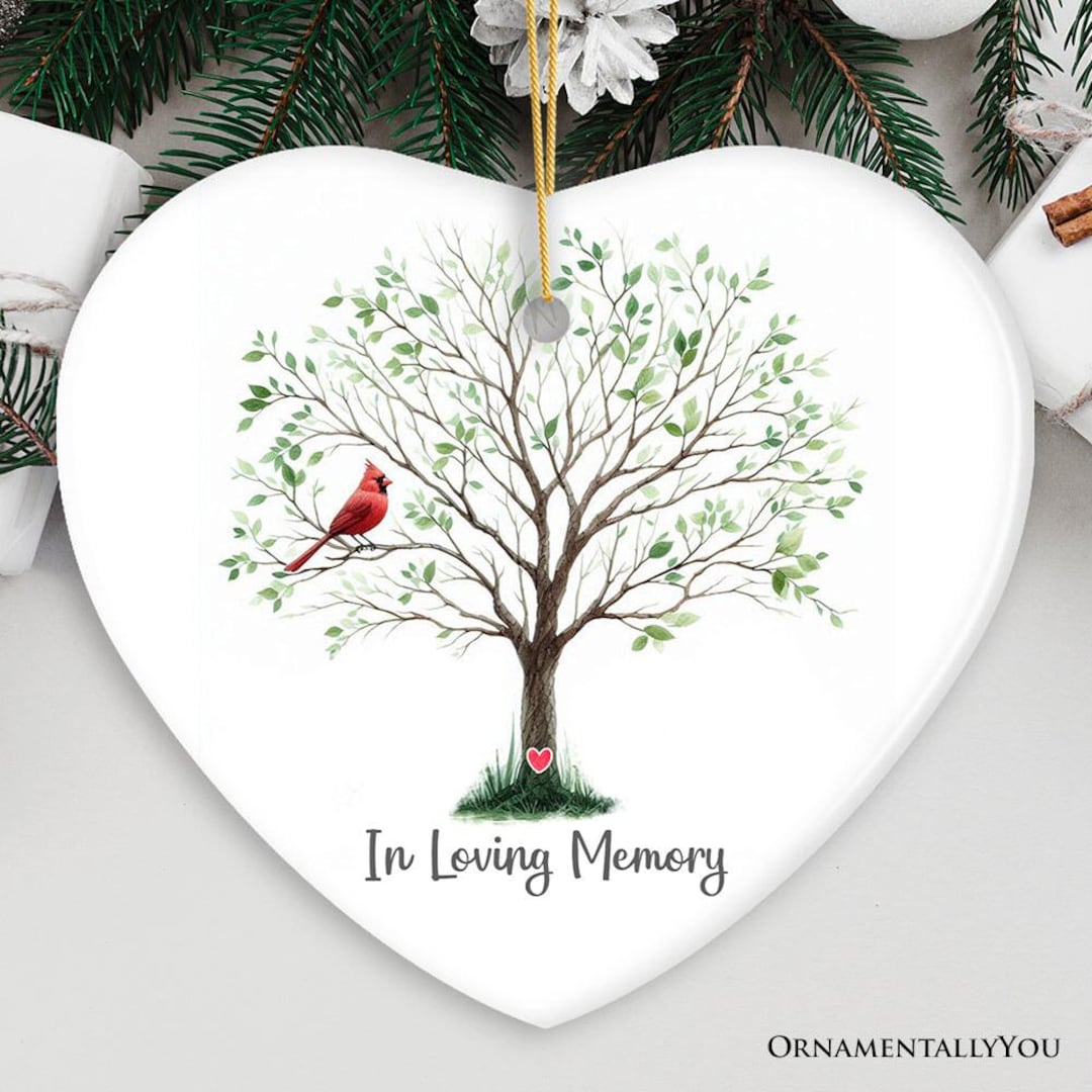 In Loving Memory of Mom and Dad Cardinal on a Tree Ornament, Heavenly ...
