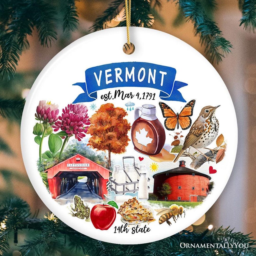 Artistic Vermont State Themes and Landmarks Christmas Ornament - Etsy