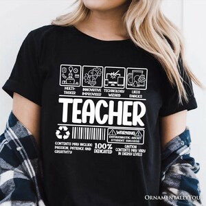 Teacher Label T-Shirt, Funny Barcode Tee for Dedicated Educators