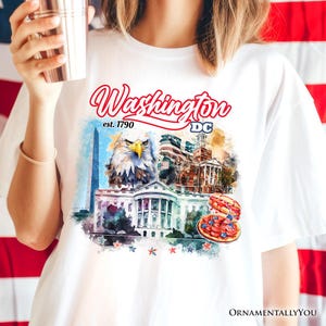 Künstlerisches Washington DC T-Shirt, Wahrzeichen der Hauptstadt der Nation, Weißes Haus Reise-T-Shirt