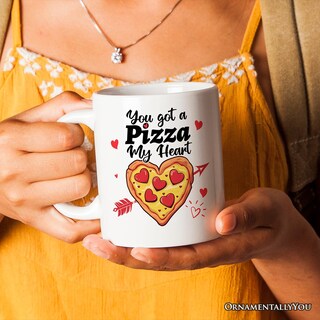Tazza In Ceramica San Valentino "You'll Always Have A Pizza My Heart" Rossa, 312 Ml, Lavabile In Lavastoviglie