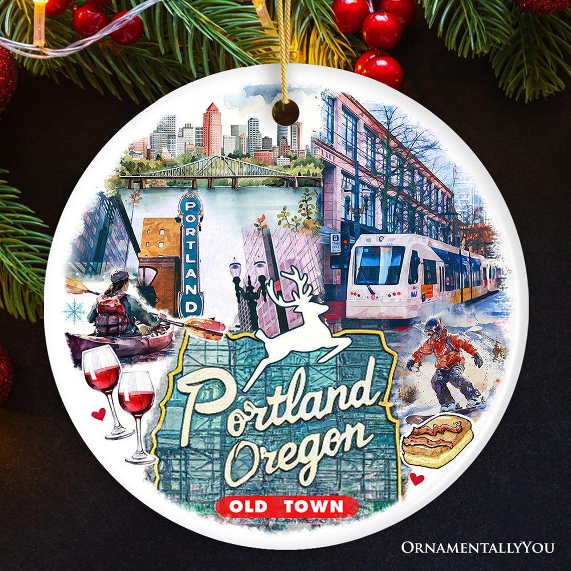 Portland Charm Artistic Portland City Ceramic Art Ornament, Oregon Souvenir and ...