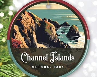 Adorno retro del Parque Nacional de las Islas del Canal, recuerdo y regalo de viaje vintage de California