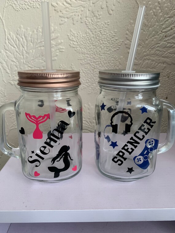 Personalised Mason Jar Drinking with Straw