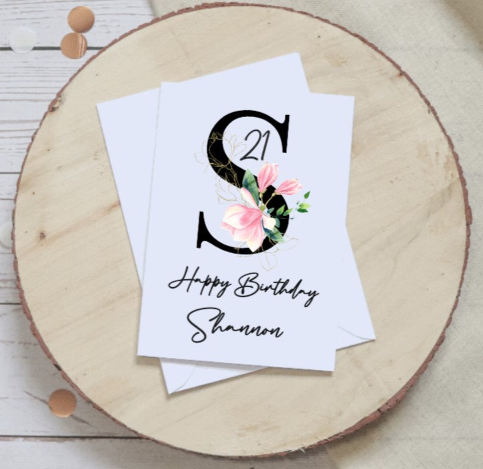Personalised Pretty Floral Initial Name Birthday With or Etsy
