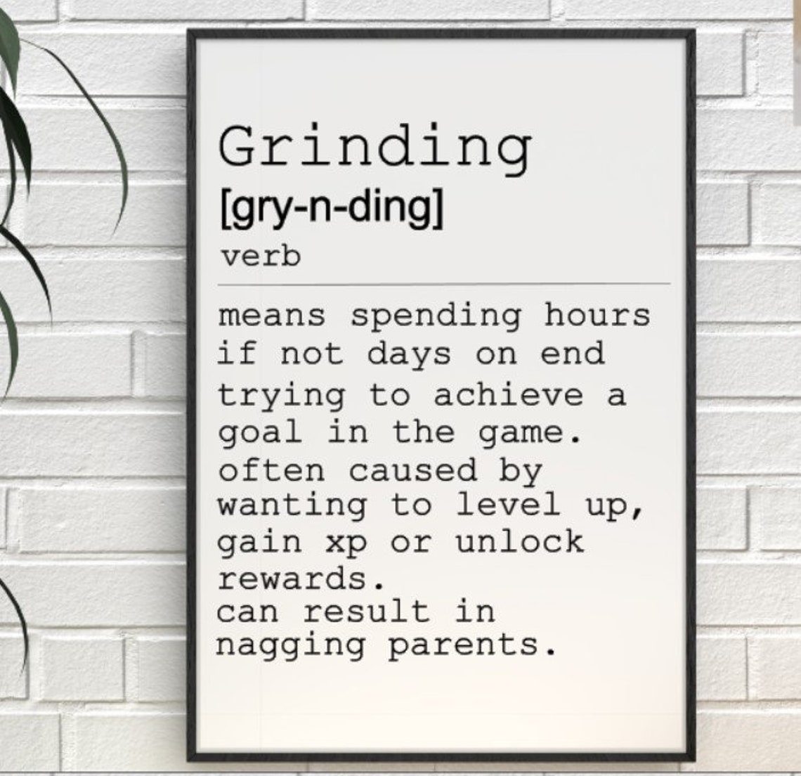 Personalised A4 Gamer Gaming Slang Grinding Definition Prints Etsy