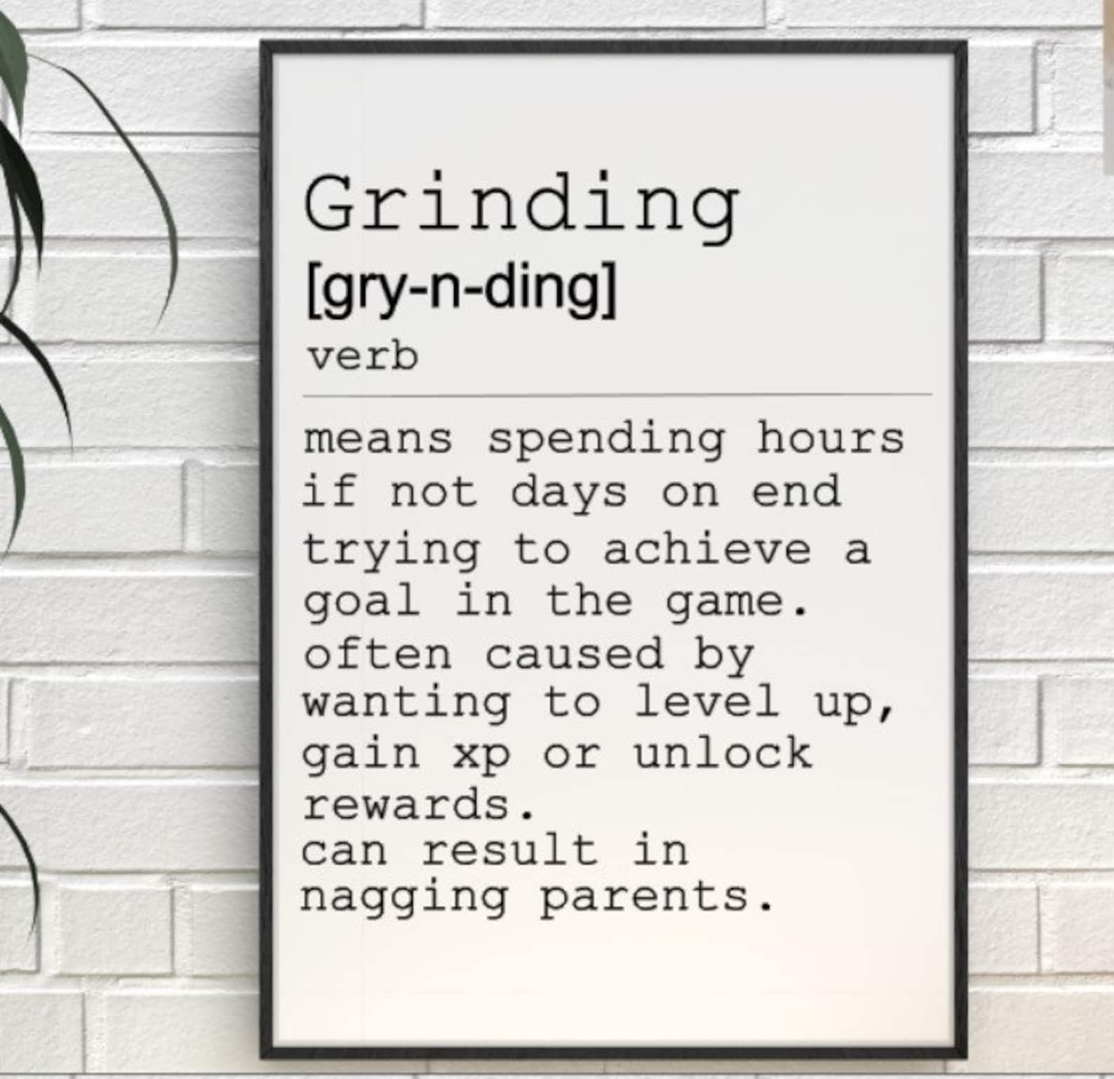 Personalised A4 Gamer Gaming Slang Grinding Definition Prints Etsy
