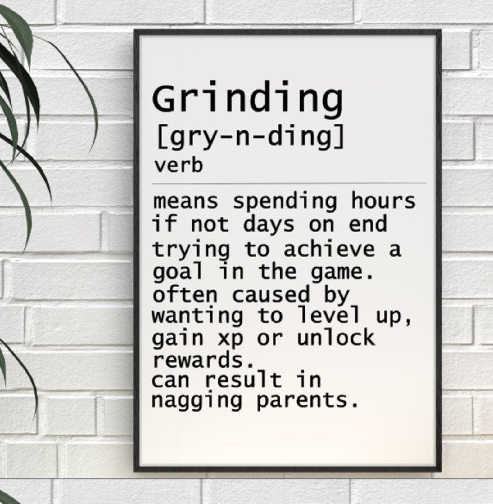 Personalised A4 Gamer Gaming Slang Grinding Definition Prints Etsy
