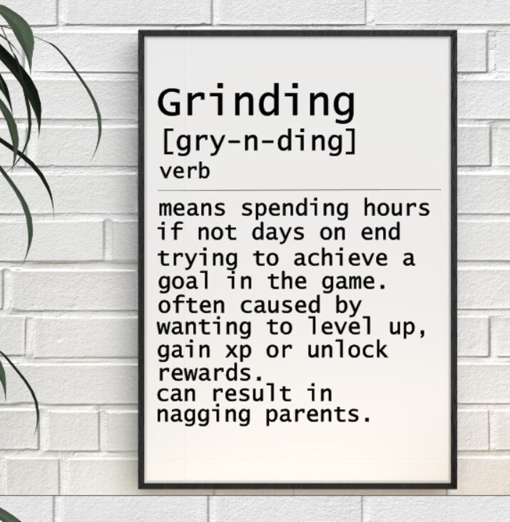Personalised A4 Gamer Gaming Slang Grinding Definition Prints Etsy