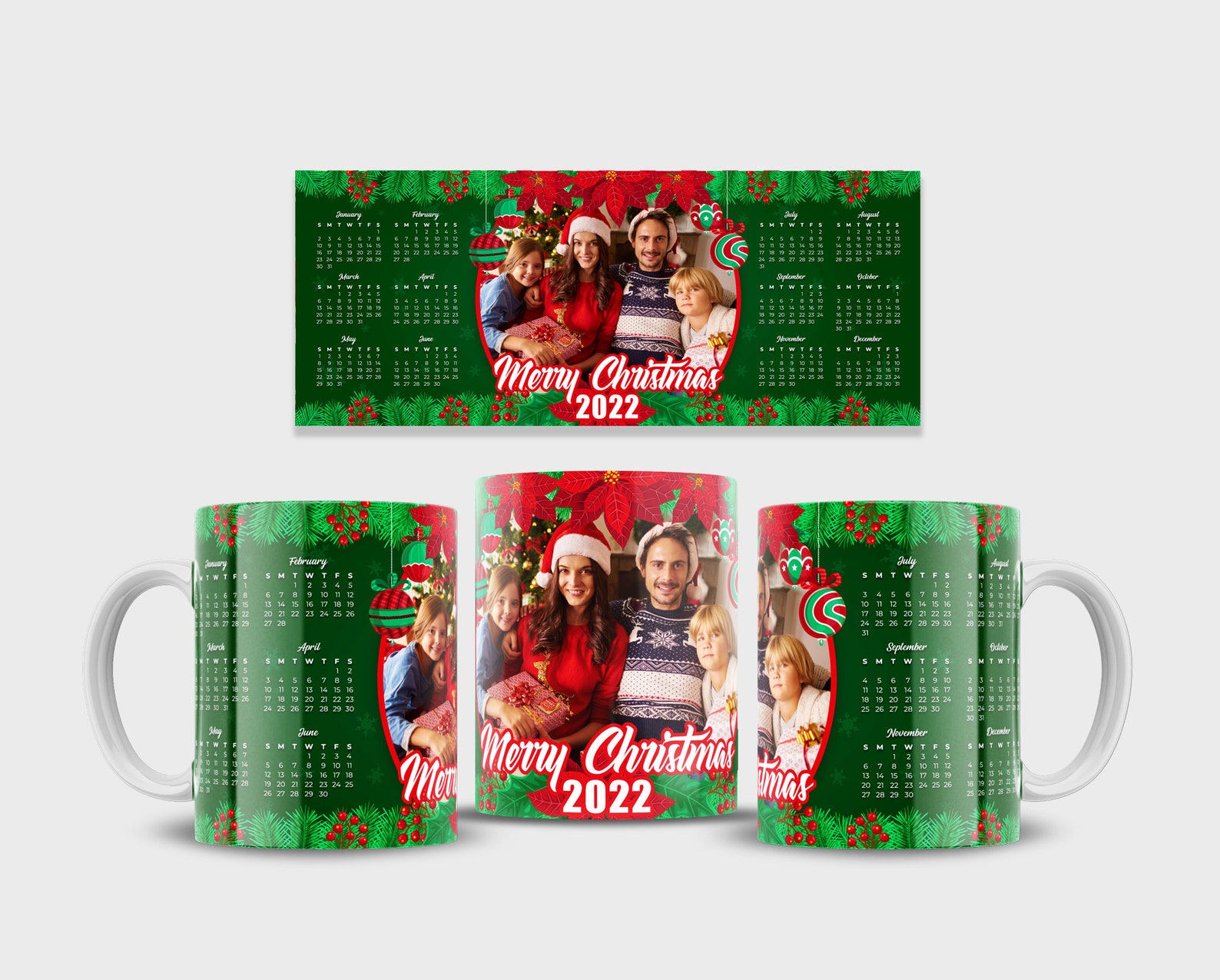 Apple Geschenke Weihnachten 2022 Personalisiertes Foto 2022 Weihnachten Grün Holly Design Etsy