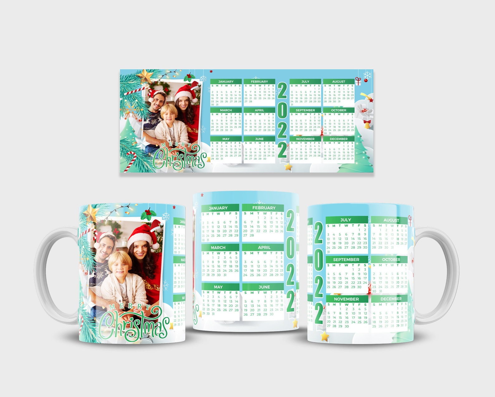 2022 Christmas Presents For Her Personalised Photo 2022 Christmas Branch Design Calendar Mug Etsy