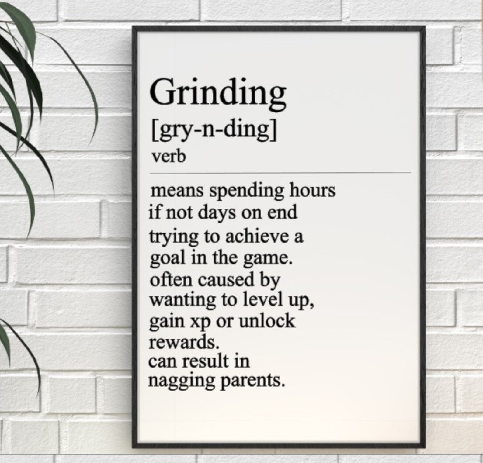 Personalised A4 Gamer Gaming Slang Grinding Definition Prints Etsy