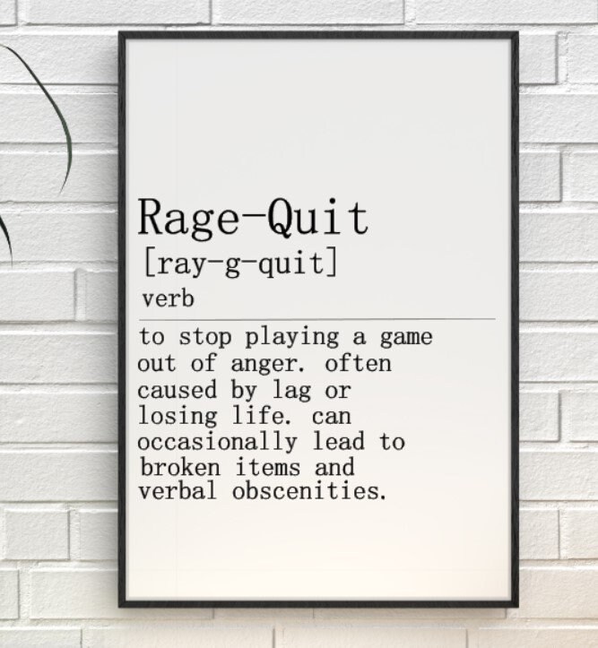 Personalised A4 Gamer Gaming Slang Rage Quit Definition Prints Etsy