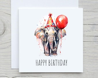 1, 6, 12, 18, 24 Pack Elephant Card, Elephant Birthday Card, Animal Lovers, Greetings Card, Birthday Card, Happy Birthday