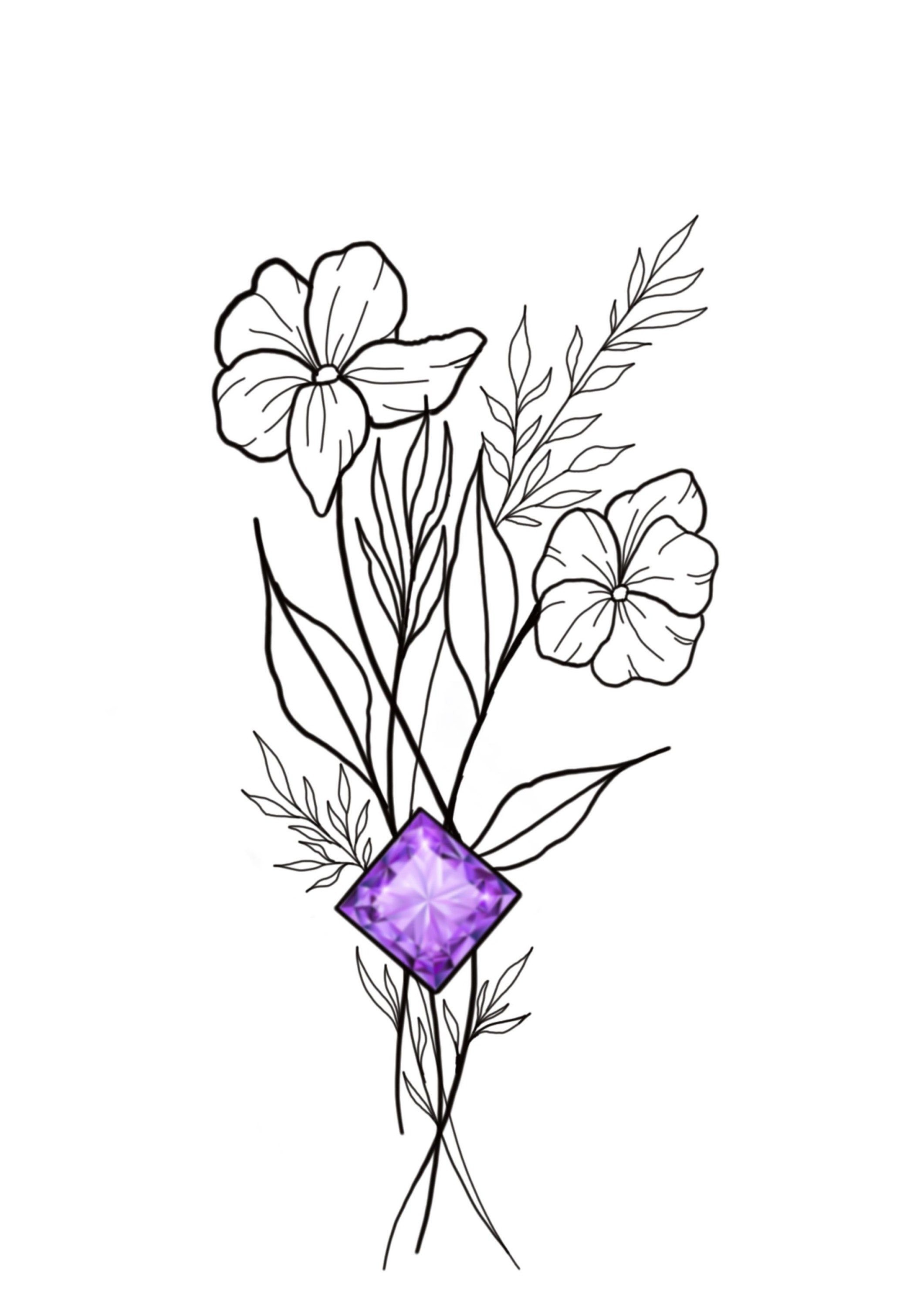 Tattoo Template Design Birth Month Flowers Gemstone | Etsy