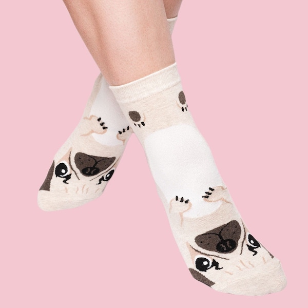 Pug socks from CandySox, dog socks, women's socks, colorful socks, gift for women, funny socks, cute socks for her, puppy socks