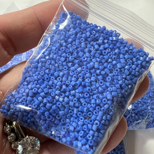 Antique Blue Bugle Beads from Venice, Italy 1.6mm length