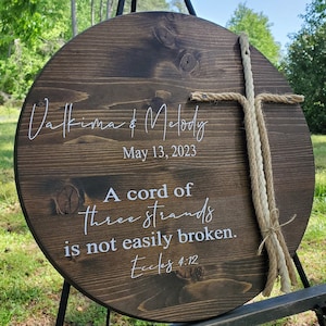 A Cord of Three Strands Wedding, Unity Ideas Wedding Signage, Unity Ceremony 3 Rope Marriage, Unity Rope Board for Wedding