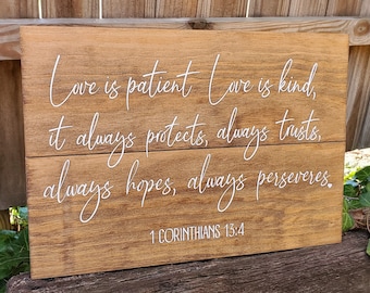 Love is patient, Love is kind, 1 Corinthians Wedding Sign, Rustic Wedding Decor, Wedding Ceremony Decor, Wedding Aisle Decor