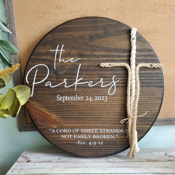 Unity Ceremony Sign Three Strands, A Cord of Three Strands Wedding Sign, 3 Cords Unity, Unity Ceremony Ideas, Wedding Anniversary Gift