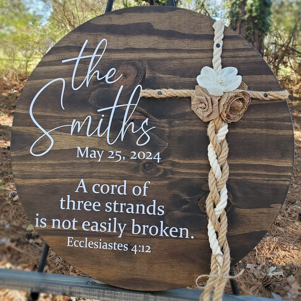 Round Unity Ceremony Sign, A Cord of Three Strands Wedding Sign, 3 Cords Wedding, Custom Unity Ceremony Ideas, Wedding Anniversary Gift