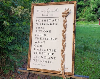 What God Has Joined Together Matthew 19:6 Plaque Cord of Three Strands Wedding Rope of Unity Wedding Unity Ideas Framed Wedding Sign