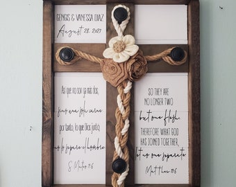 Spanish Wedding Sign, Bilingual Wedding Signs, Wedding Anniversary Gift, What God Has Joined Together, No Longer Two But One, Wedding Unity