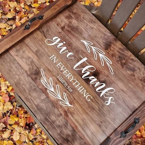 Give Thanks Wooden Stove Cover: Bible Verse Kitchen Decor