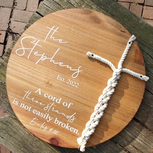 A Cord of Three Strands Is Not Easily Broken, Wedding Unity Ideas, Custom Wedding Gift Sign, Wedding Gift for Couple Personalized