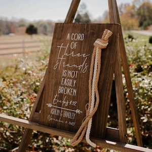 Cord of Three Strands, Unity Ceremony Wedding, Three Cords Wedding Sign, 3 Cords, Rustic Wedding, Personalized Wedding Gift