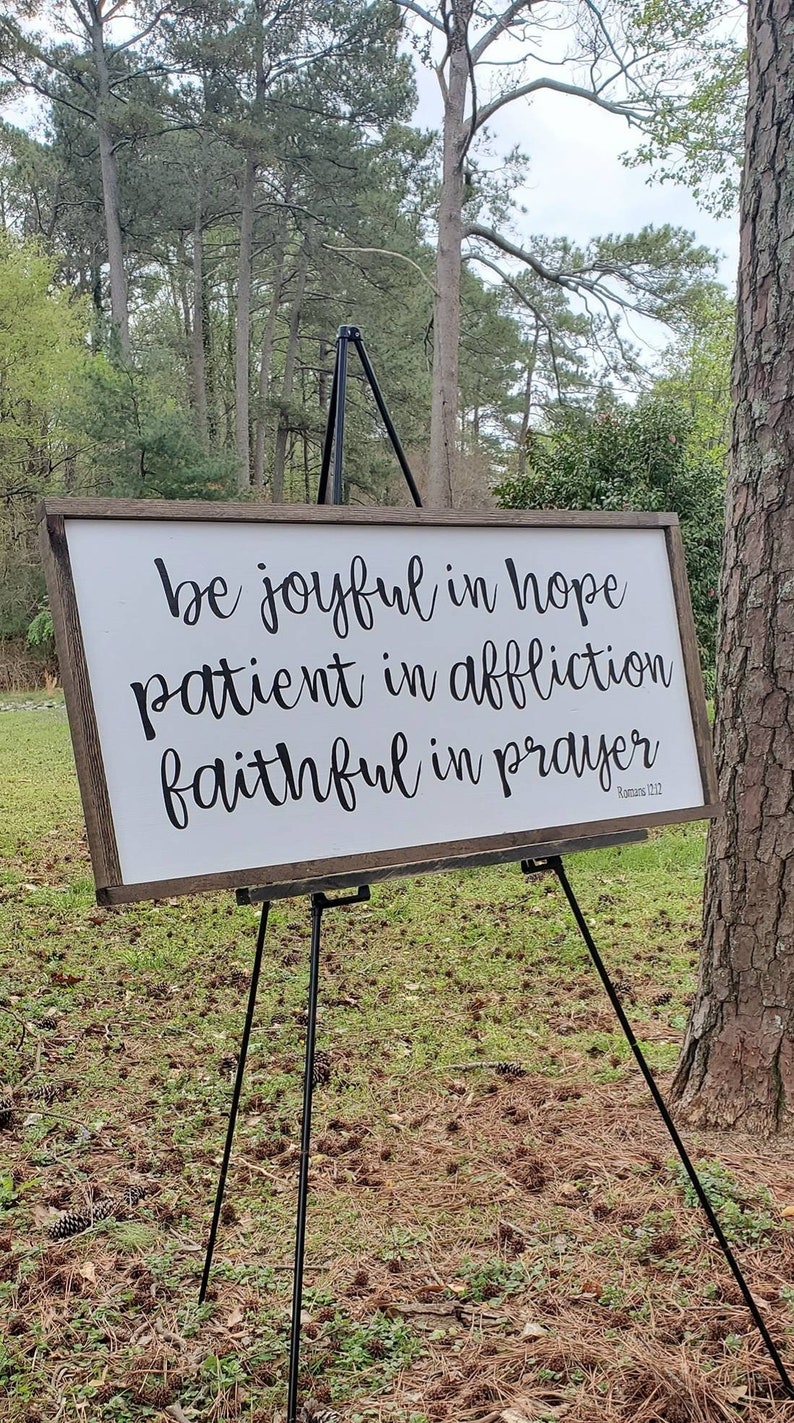 Romans 12:12 Scripture Sign, Framed Farmhouse Wooden Wall Art - Etsy