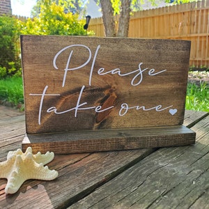 Please Take One Sign, Wedding Favor Sign for Wedding Reception, Rustic Wedding Table Decor, Wood Wedding Sign