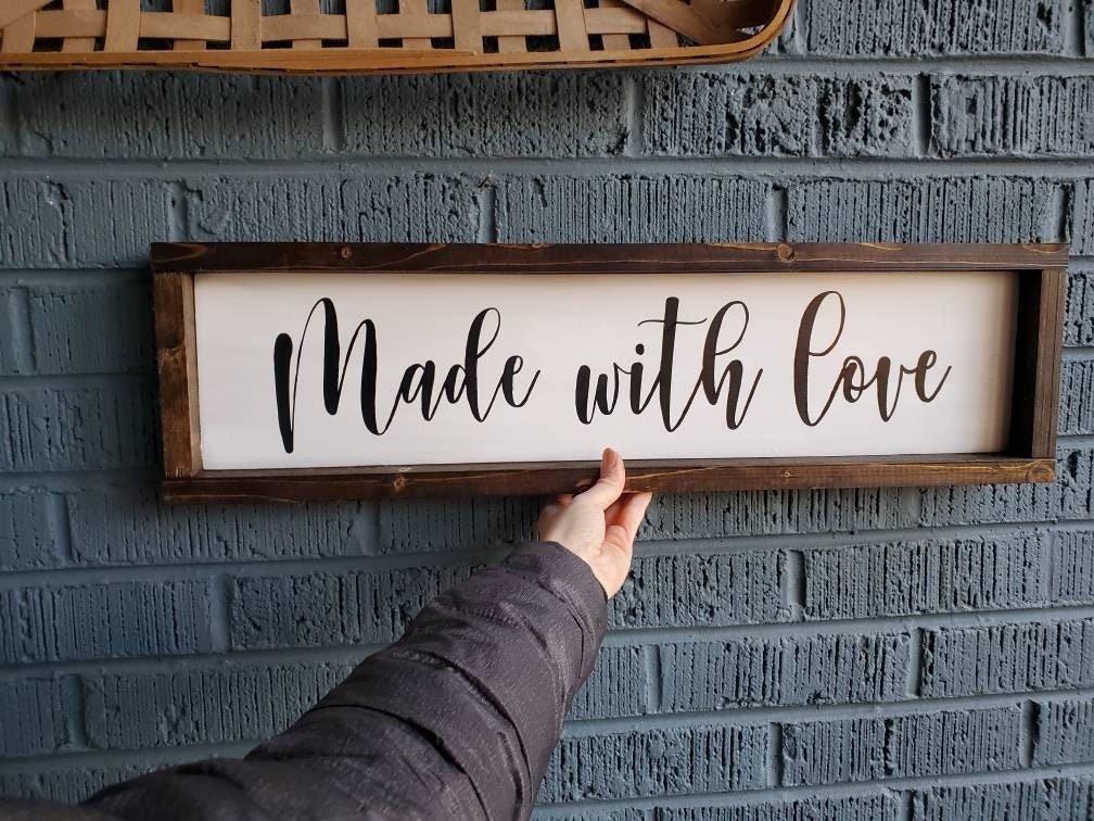 Made with love sign, Kitchen Wall Decor Farmhouse, Kitchen Sign for Wall, Wooden Wall Decor, Wall Hanging, Framed Wall Sign, Rustic Sign