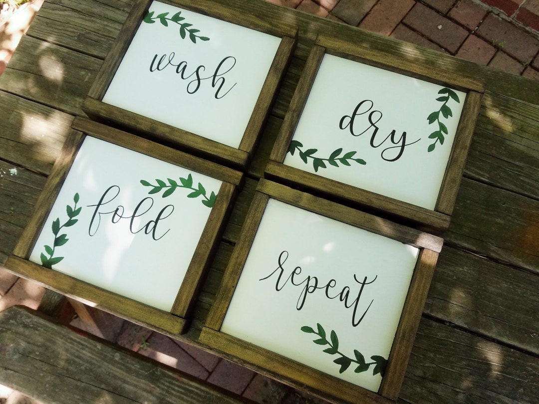 Wash Dry Fold Repeat Sign, Laundry Room Decor, Farmhouse Signs for Home ...