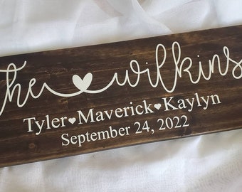 Family Name Sign for Wedding Gift, Custom Last Name Wooden Sign, Wedding Wood Sign Gift, Rustic Custom Sign
