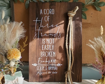Cord of Three Strands Wedding Sign: Unity Ceremony, Removable Rope