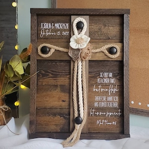 Rustic Wedding Unity Ceremony Cross: Cord of Three Strands, Personalized
