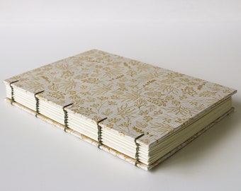 White Floral Script Handcrafted Journal | Notebook | Sketchbook | Blank book