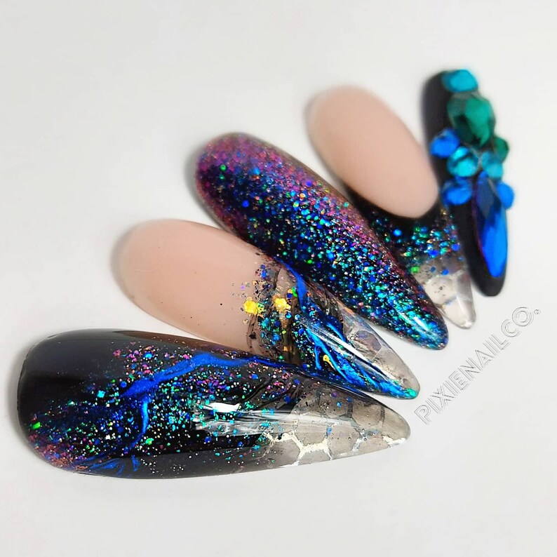 Extreme Glitter Acrylic Press on Nails Sculpted Hard Gel Etsy