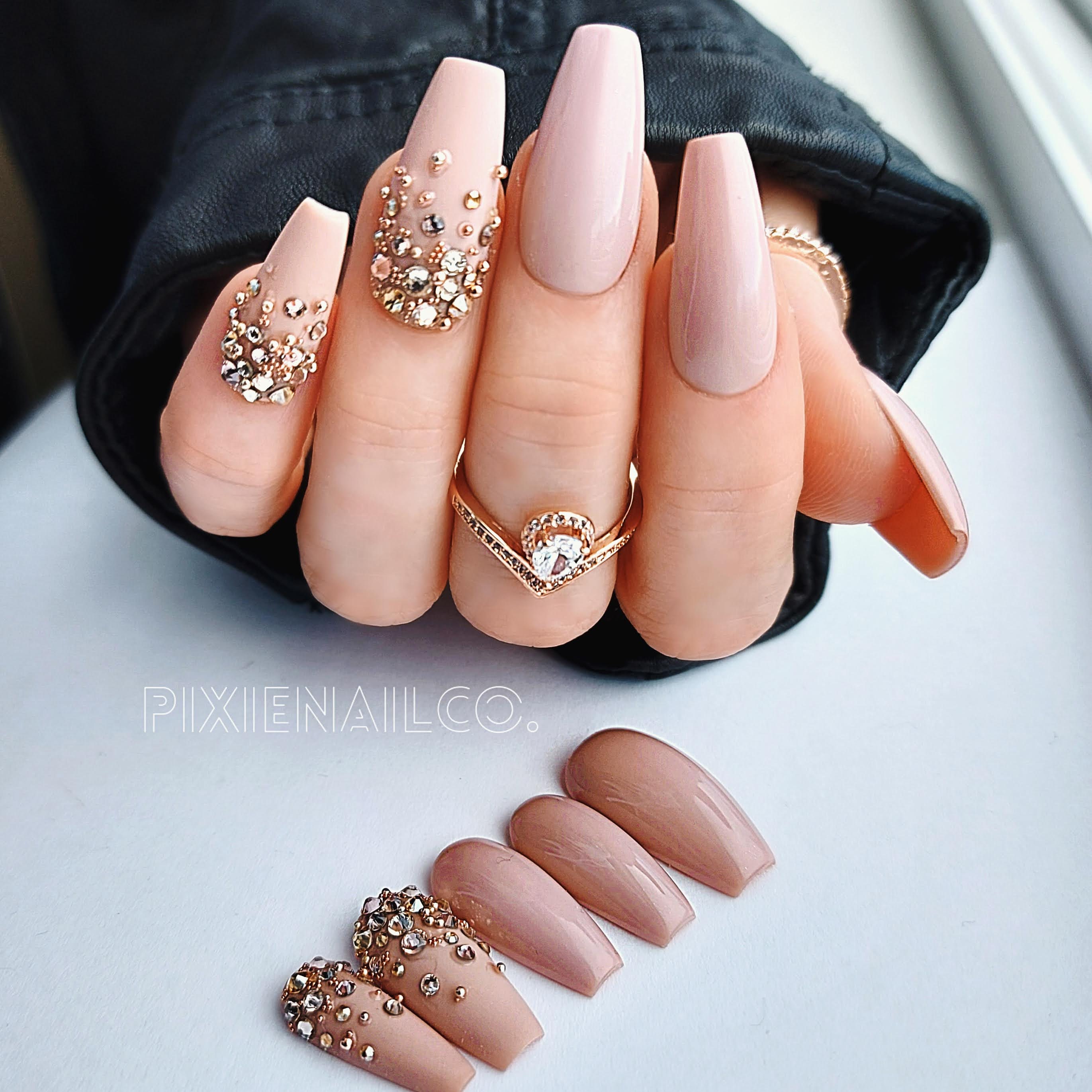 The Blonde Set Nude Press on Nails Simple Design Nails Stones Nails Nude  Bling Nails Perfect Nude Nails 