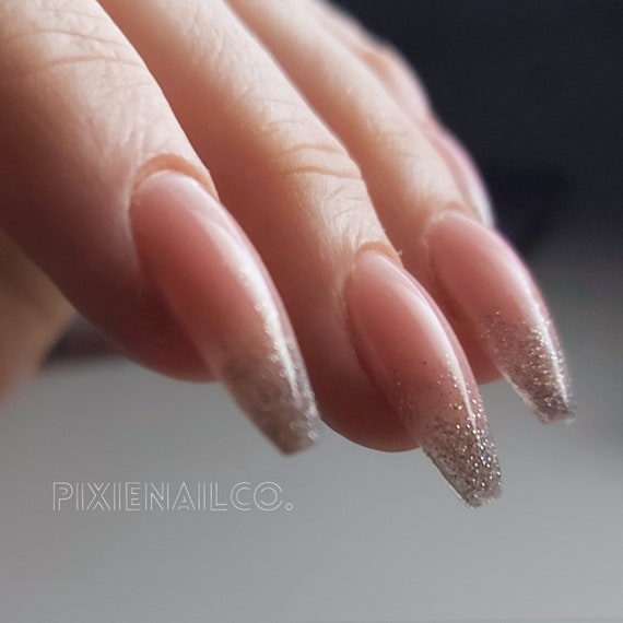 Hard Gel Sculpted Press on Nails With Reflective Glitter Fade - Etsy Sweden Hard Gel Sculpted Press on Nails With Reflective Glitter Fade - Etsy Sweden