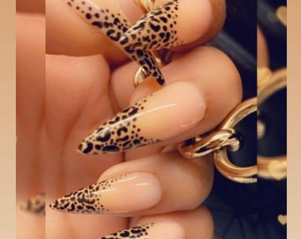 Cheetah Print Nails, Leopard Print Press On Nails, Hard Gel Press Ons, Apres Nails