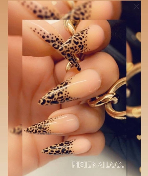 Cheetah Print Nails, Leopard Print Press on Nails, Hard Gel Press